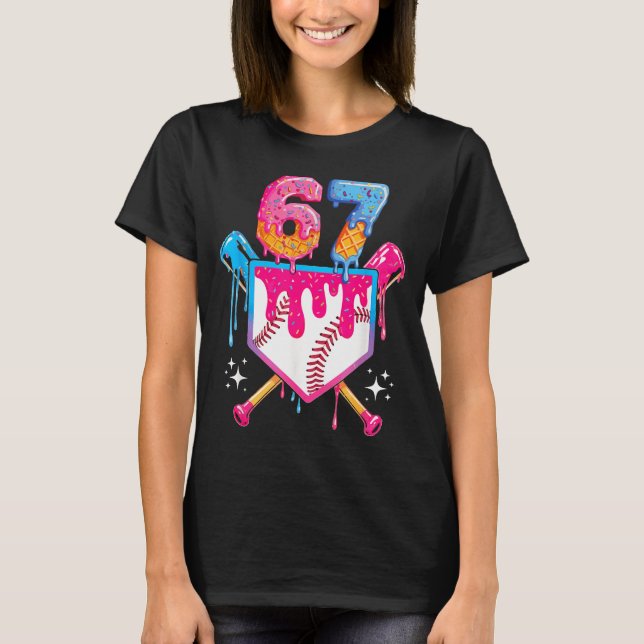 Camiseta Baseball Drip Number 67 Player Or 67th Birthday  (Frente)