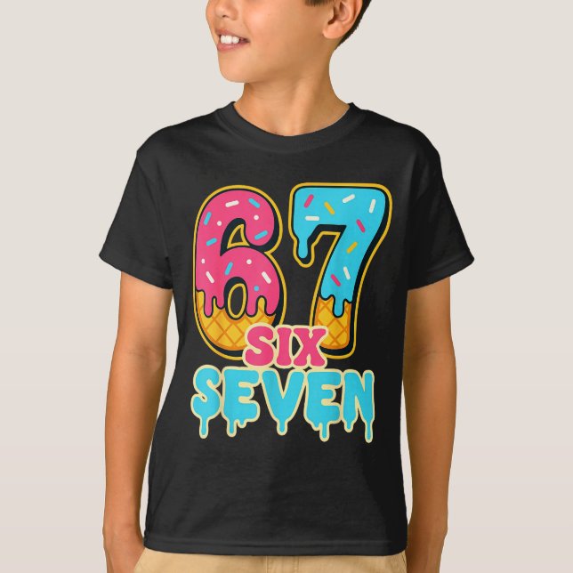 Camiseta Baseball Drip Number 67 Player Trendy 6 7 Meme Fun (Frente)