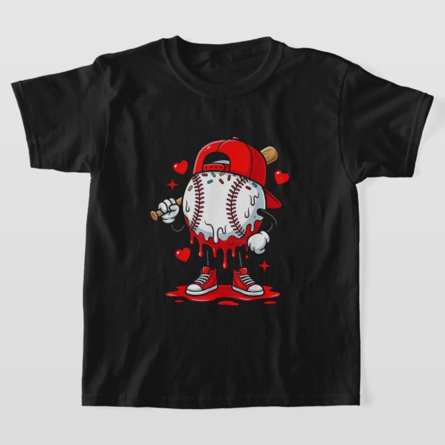 Camiseta Baseball Drip Valentines Shirt Design, Cool Sports (Postura )