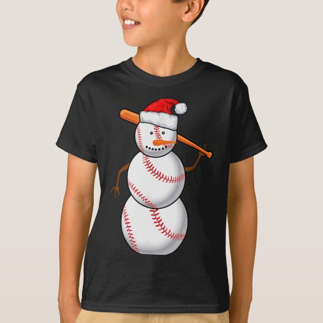 Camiseta Baseball Fan Snowman Funny Christmas Gift  (Frente)