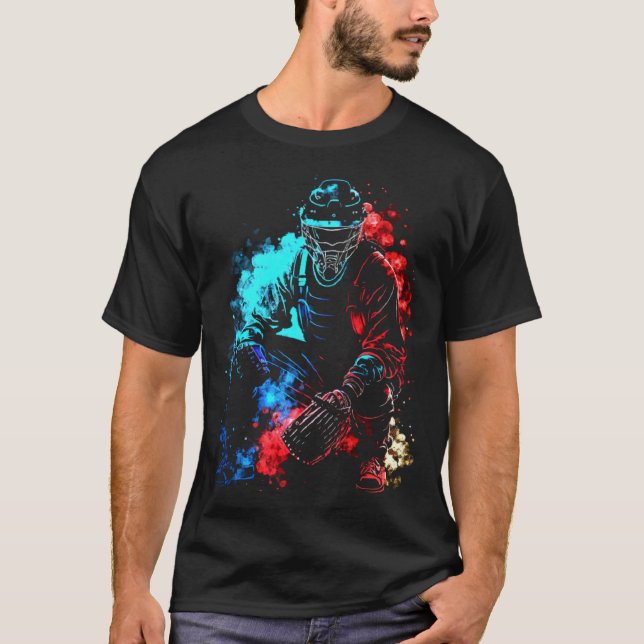 Camiseta Baseball Flames Retro Baseball Bat Baseball Player (Frente)