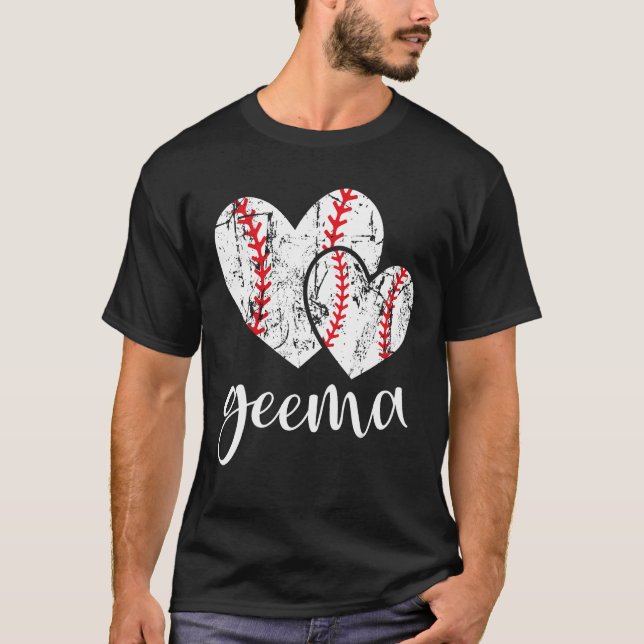 Camiseta Baseball Geema Heart Ball  Proud Grandma Mother s  (Frente)