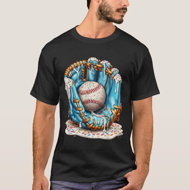 Camiseta Baseball Glove Ice Cream Drip With Sprinkles Men B (Frente)
