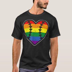 Camiseta Baseball Heart Sport LGBTQ Rainbow Flag Orgulho ga