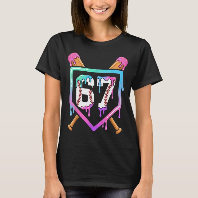 Camiseta Baseball Ice Cream Drip 67 Player Dabbing Six Seve (Frente)