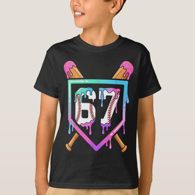 Camiseta Baseball Ice Cream Drip 67 Player Dabbing Six Seve (Frente)