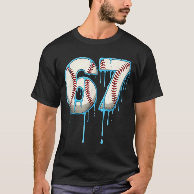 Camiseta Baseball Ice Cream Drip 67 Six Seven Meme Number 6 (Frente)