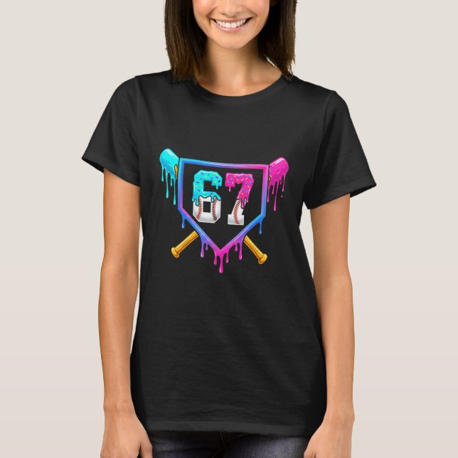 Camiseta Baseball Ice Cream Drip 67 Six Seven Meme Number 6 (Frente)