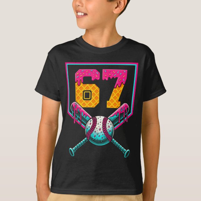 Camiseta Baseball Ice Cream Drip Number 67 Player 67th Birt (Frente)