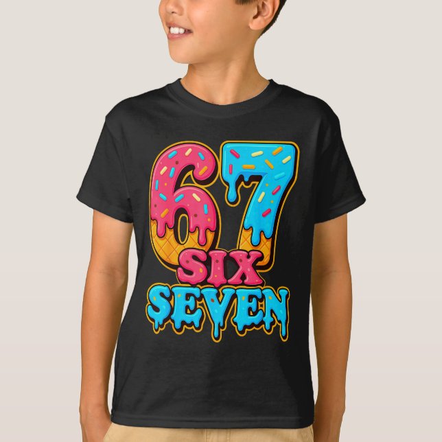 Camiseta Baseball Ice Cream Drip Number 67 Six Seven Meme C (Frente)