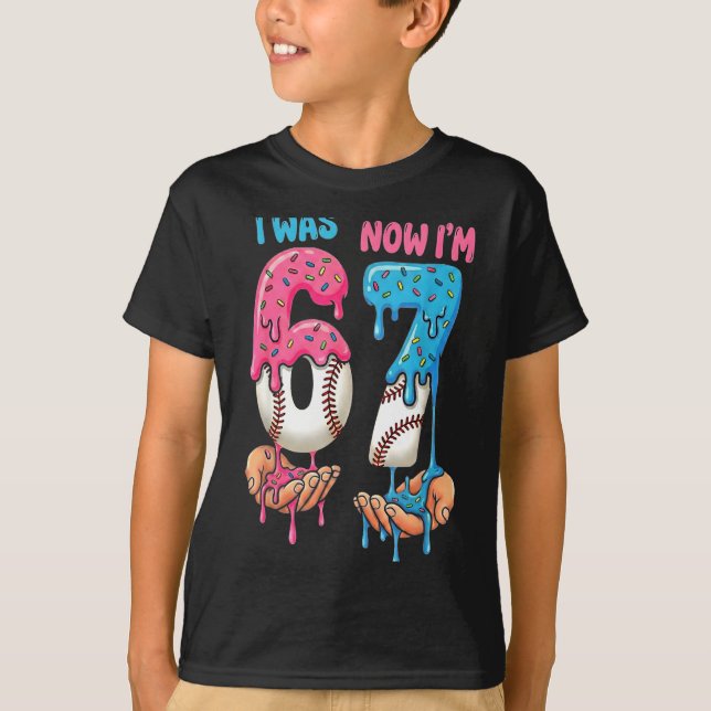 Camiseta Baseball Ice Cream I Was 6 Now Im 7 Funny 67 Birth (Frente)