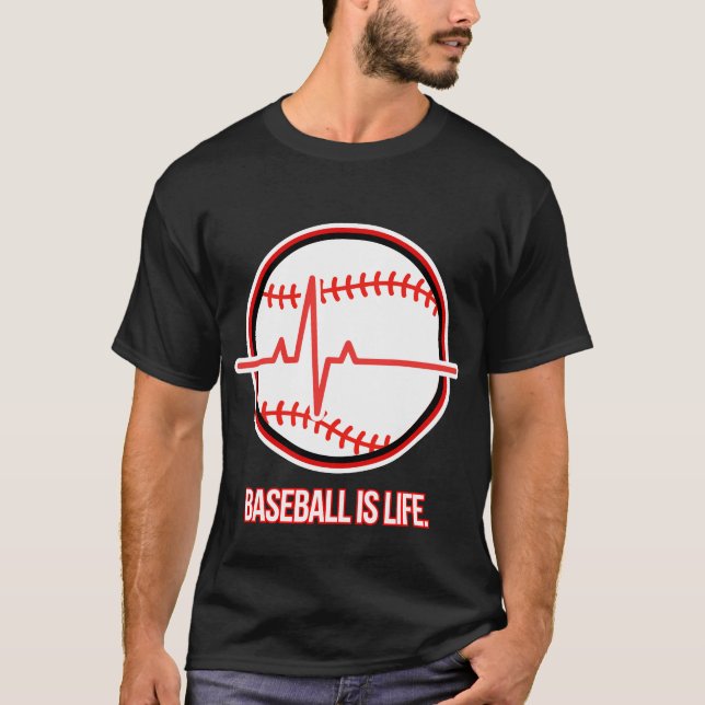 Camiseta Baseball is Life Heartbeat Pulse Graphic (Frente)
