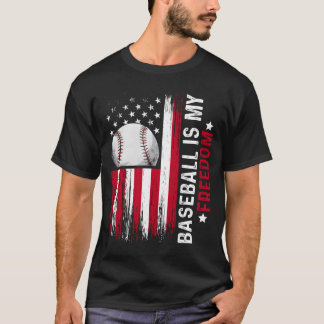 Camiseta Baseball Is My Freedom American Sports Flag retro