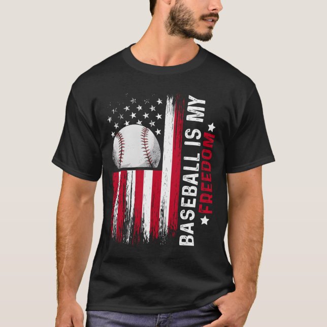 Camiseta Baseball Is My Freedom American Sports Flag retro (Frente)
