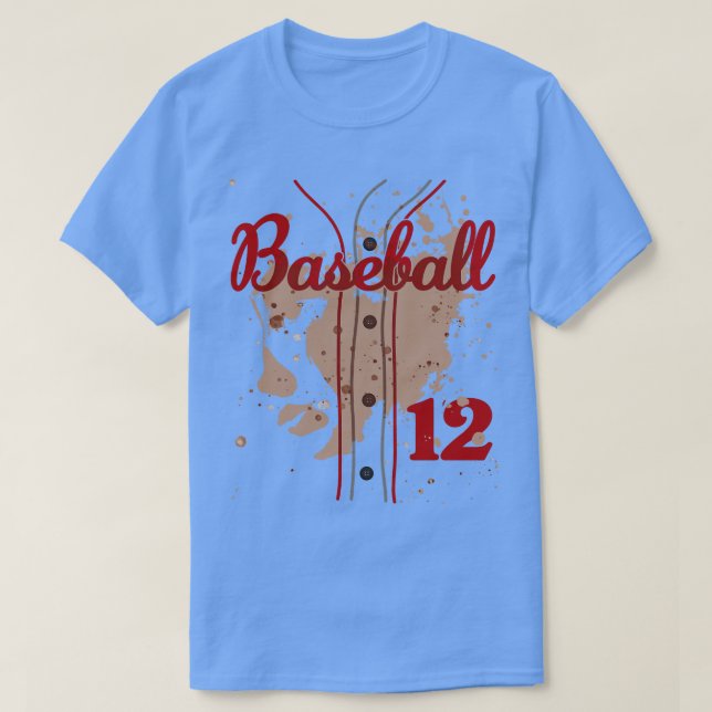 Camiseta Baseball Jersey Número 12 Crianças Baseball Unifor (Frente do Design)