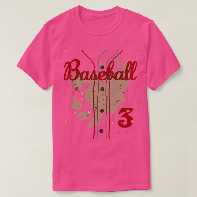 Camiseta Baseball Jersey Número 3 Baseball Uniform Dirk Fu (Frente do Design)