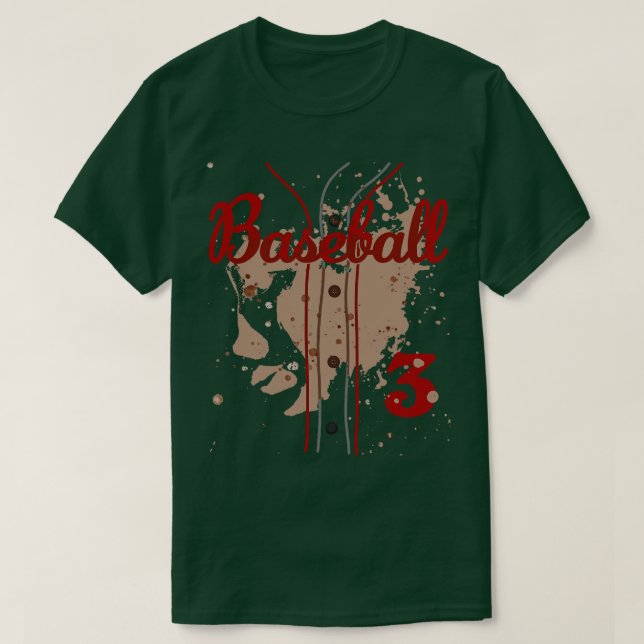 Camiseta Baseball Jersey Número 3 Baseball Uniform Dirk Fu (Frente do Design)