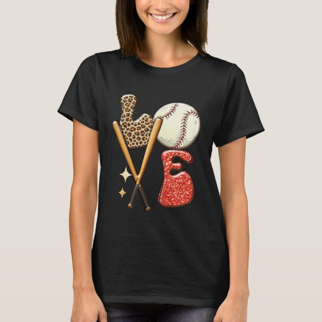 Camiseta Baseball LOVE Baller Mom Leopard Print Softball Ga (Frente)
