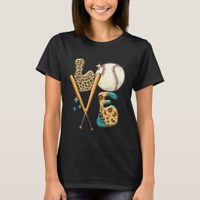 Camiseta Baseball LOVE Baller Mom Leopard Print Softball Ga (Frente)
