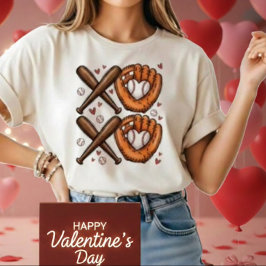 Camiseta Baseball Love Heart Glove XOXO Tshirt