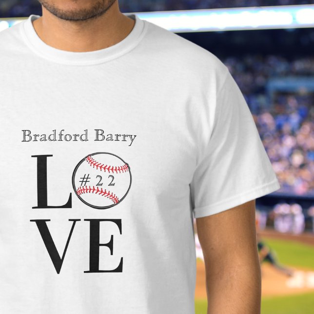 Camiseta Baseball LOVE: nome e número de adição personaliza (Criador carregado)