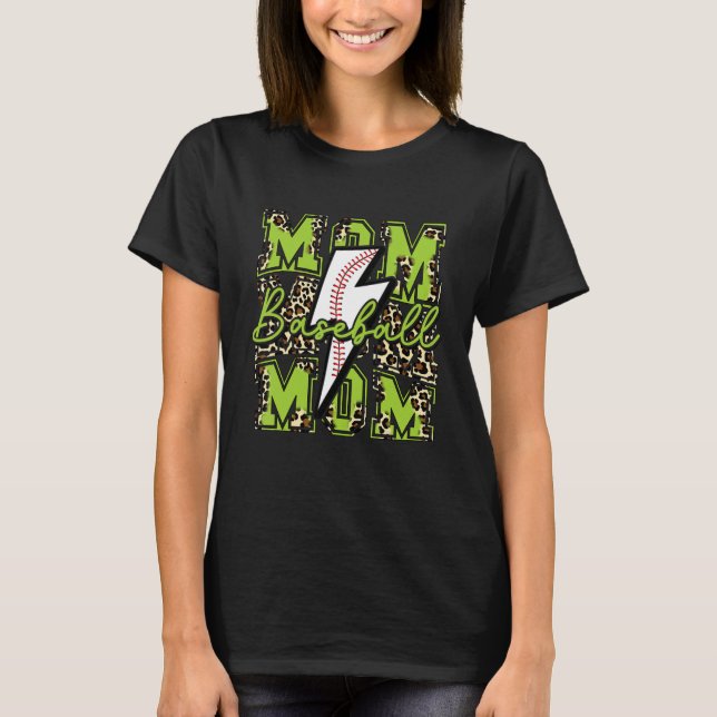 Camiseta Baseball Mãe Baseball Limão Leopardo de Cabeças de (Frente)