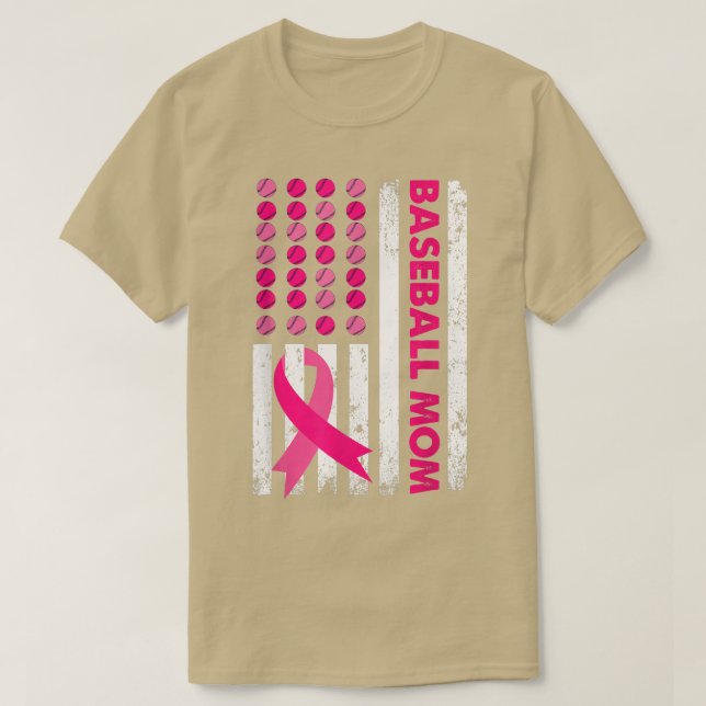 Camiseta Baseball Mãe EUA Sinalizador Afastado Cancer de Ma (Frente do Design)
