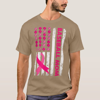 Camiseta Baseball Mãe EUA Sinalizador Afastado Cancer de Ma