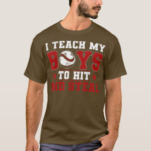 Camiseta Baseball Mãe Pai Ensino Os Meus Rapazes A Atingir