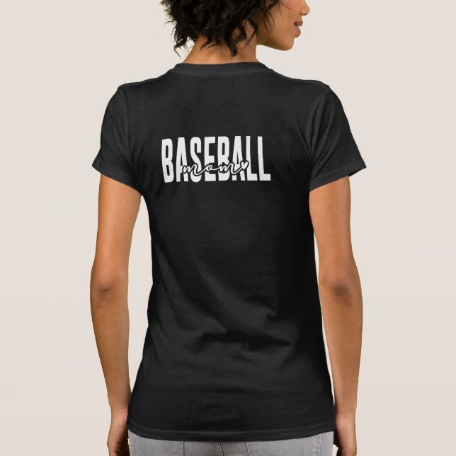 Camiseta Baseball Mãe Script Bella e Canvas Black (Verso)