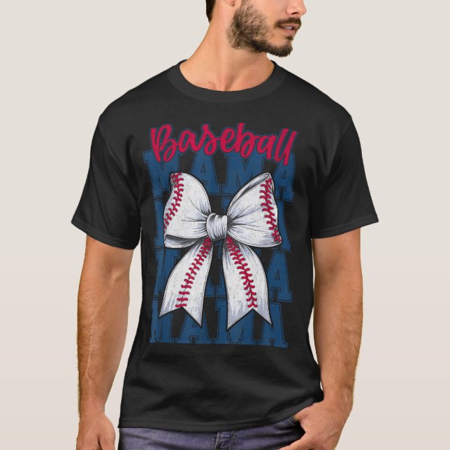 Camiseta Baseball Mama Coquette Bow Game Day Baseball Mom M (Frente)