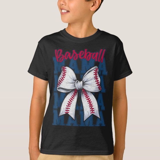 Camiseta Baseball Mama Coquette Bow Game Day Baseball Mom M (Frente)