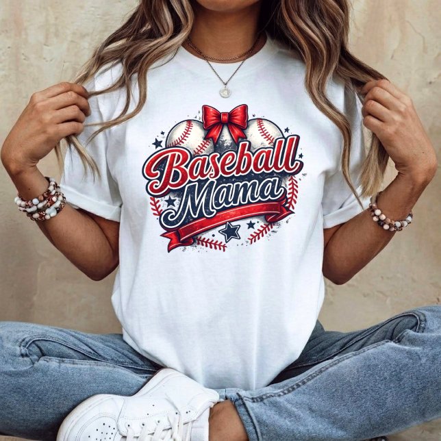 Camiseta Baseball Mama Coquette Bow Retro Game Day (Criador carregado)