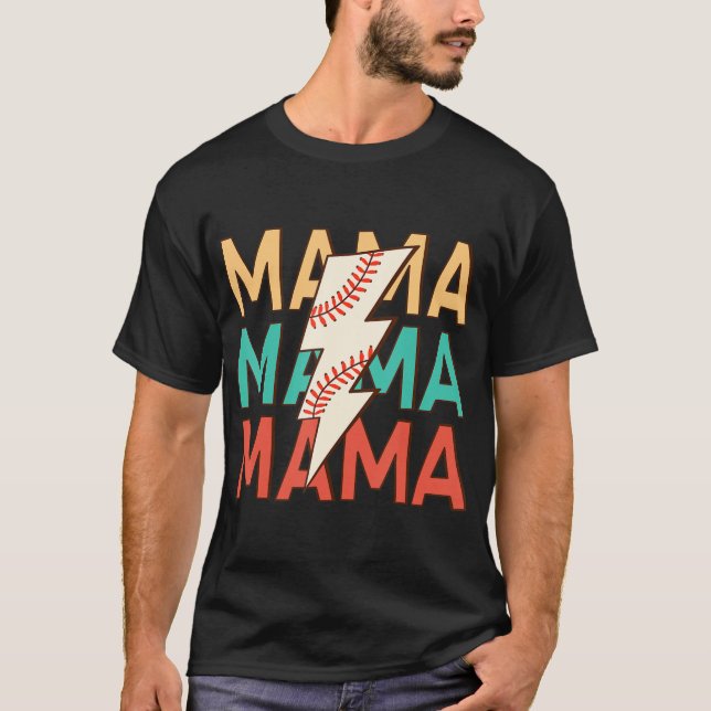 Camiseta Baseball Mama Mãe Aplausos Figurino Mãe Mãe Mãe (Frente)