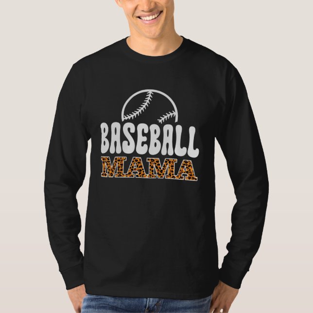 Camiseta Baseball Mama Mom Leopard Print Letters Sports (Frente)