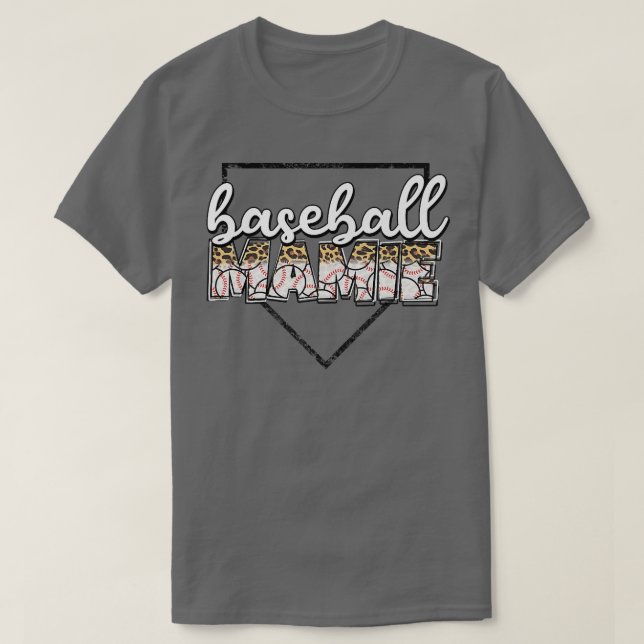 Camiseta Baseball Mamie Cheetah Pattern Homeplate Avó (Frente do Design)