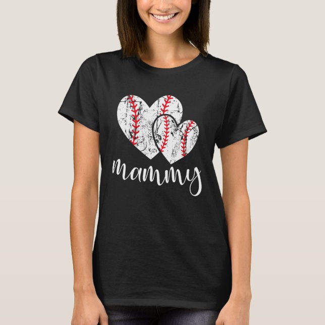 Camiseta Baseball Mammy Heart Ball  Proud Grandma Mother s  (Frente)