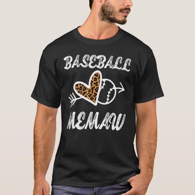 Camiseta Baseball Memaw Ortodia Família Baseball Leopard Bi (Frente)