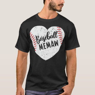 Camiseta Baseball Memaw Retro Coração Baseball Avó Mãe