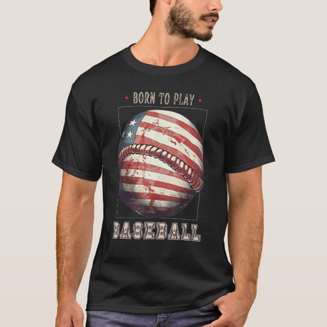 Camiseta Baseball Merica Patriotic 4th July American Flag (Frente)