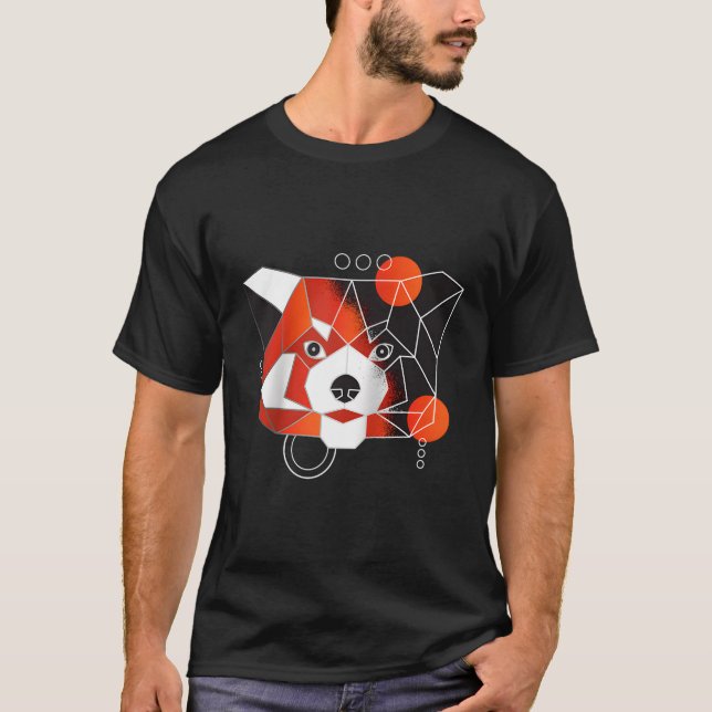 Camiseta Baseball Mínimo de Panda Vermelha Poligon (Frente)