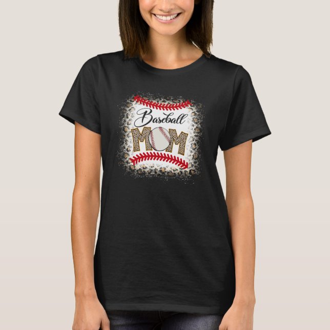 Camiseta Baseball Mom Leopard Funny Softball Mom Mother's D (Frente)