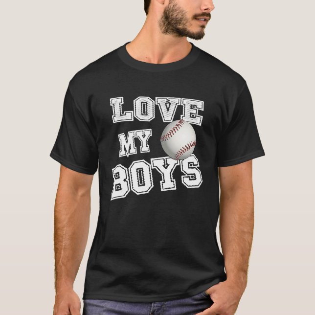 Camiseta Baseball Mom T Art Love My Boys Baseball for Moms (Frente)
