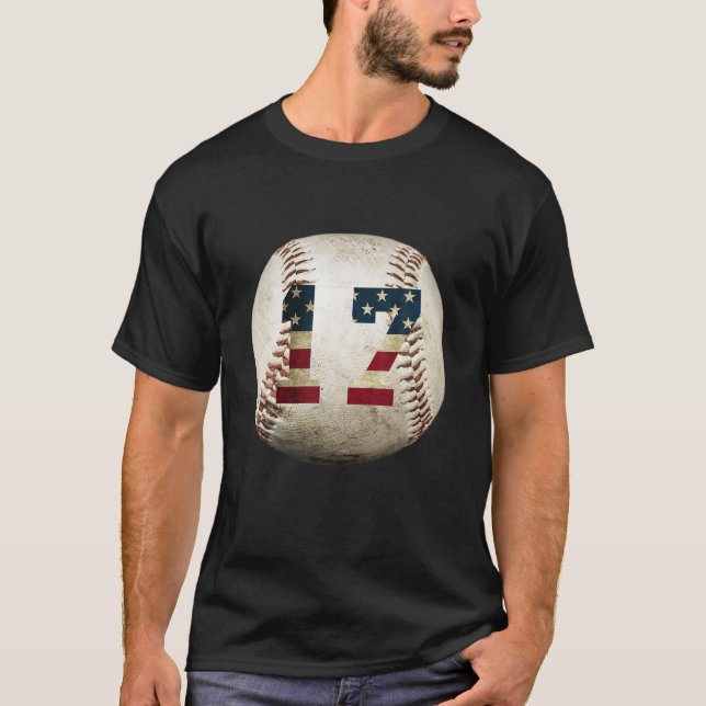 Camiseta Baseball número 17 com bandeira americana T Shirt (Frente)