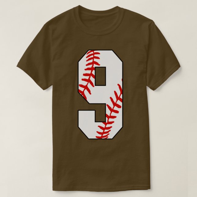 Camiseta Baseball Número 9 9 Jogada Favorita de Baseball Je (Frente do Design)