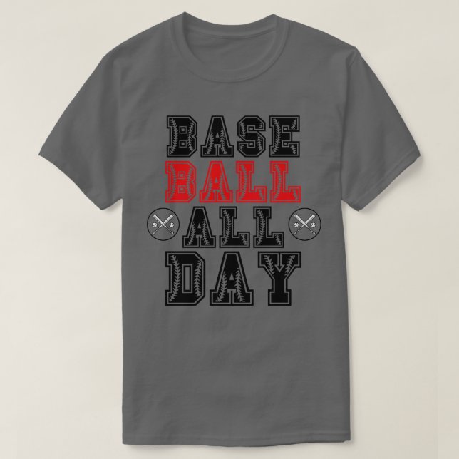 Camiseta Baseball o dia inteiro com beisebol 15 (Frente do Design)