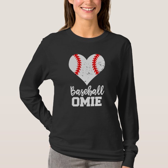 Camiseta Baseball Omie Baseball Heart Grandma Omie (Frente)