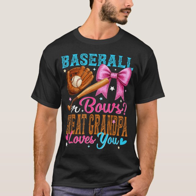 Camiseta Baseball Or Bows Great Grandpa Loves You Gender Re (Frente)