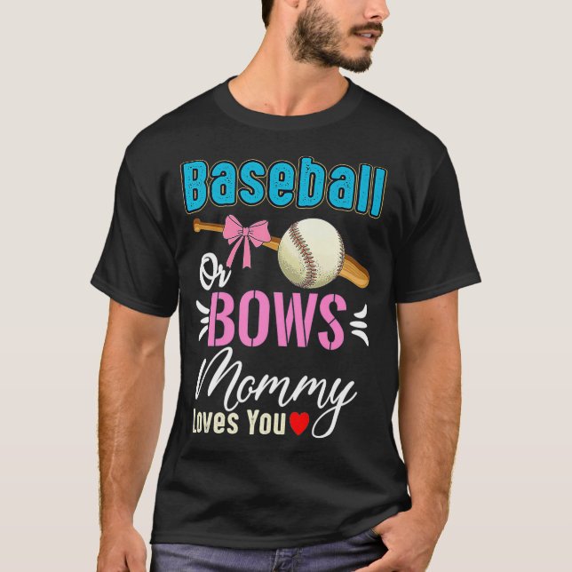 Camiseta Baseball Ou Mamãe De Arcos Te Ama Sexo Revelar Pré (Frente)