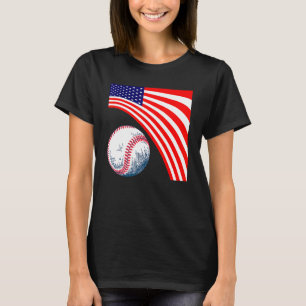 Camiseta Baseball Patriótico 4 de Julho Masculino Bandeira